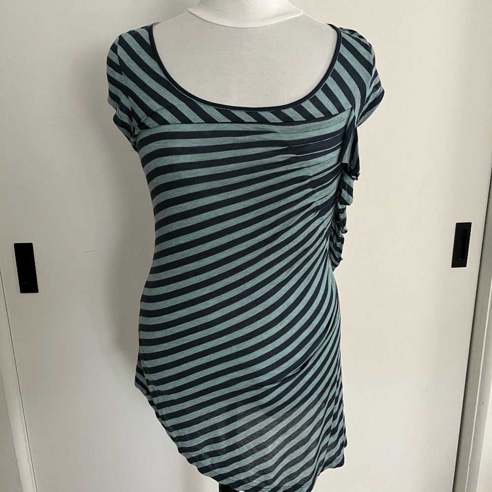 Cartonnier for Anthropologie blue Asymmetrical Ruffle Tunic, sz L